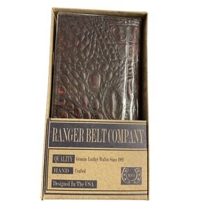 Ranger Belt Company Mens Brown Alligator Embossed Leather Rodeo Bifold Wallet